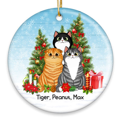Meowy Christmas Cats Christmas Tree Personalized Circle Ornament