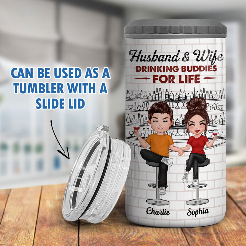 Husband And Wife Couple We‘re Not Sober Multiple Uses Tumbler - Personalized 4 In 1 Can Cooler - Valentine’s Day Gift For Him Gift For Her