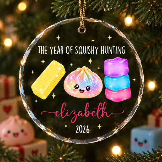 The Year of Squishy Hunting - Personalized Glass Ornament - Christmas Gift for Daughters, Sons, Grandkids