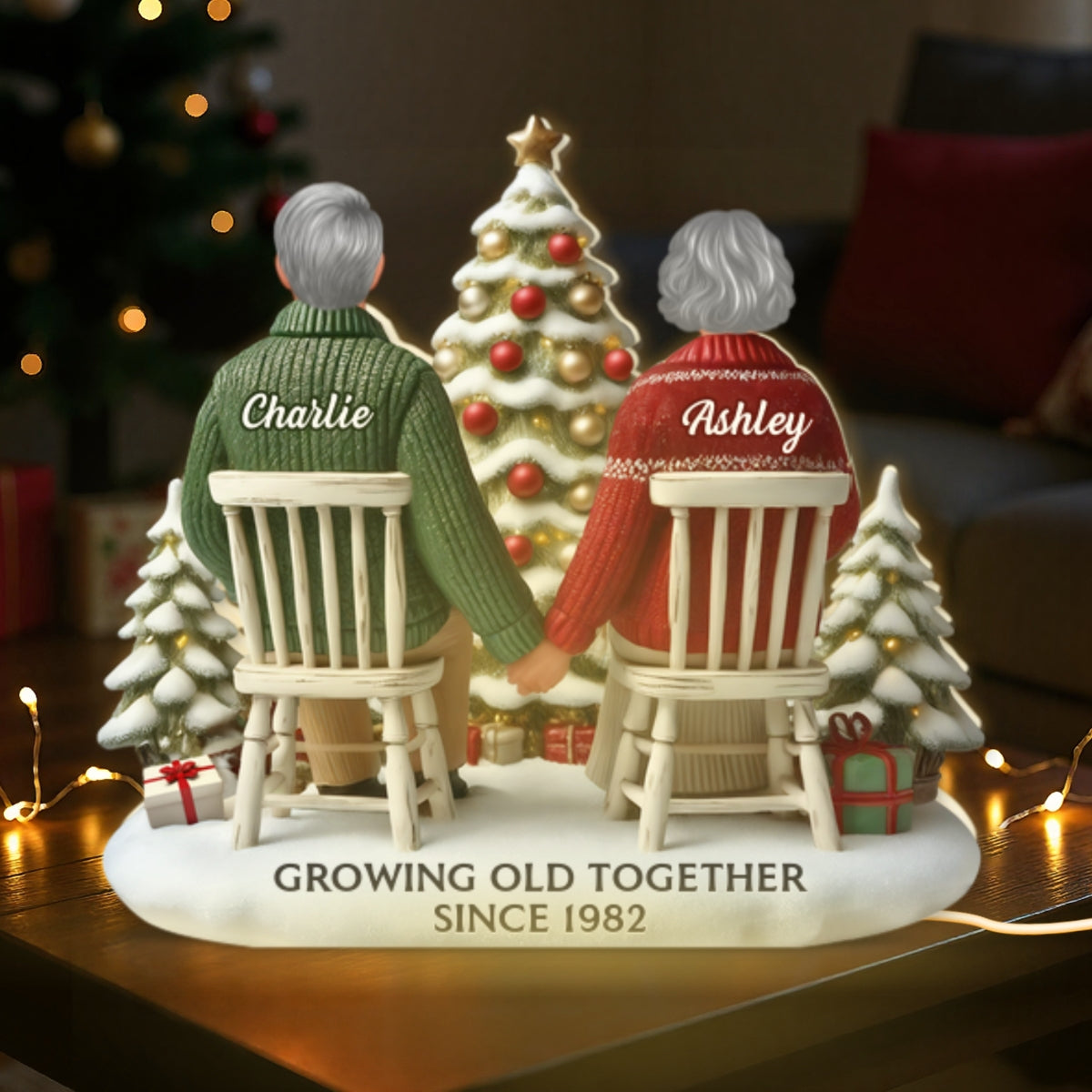 3D Effect Couple Growing Old Together - Personalized Light Box
