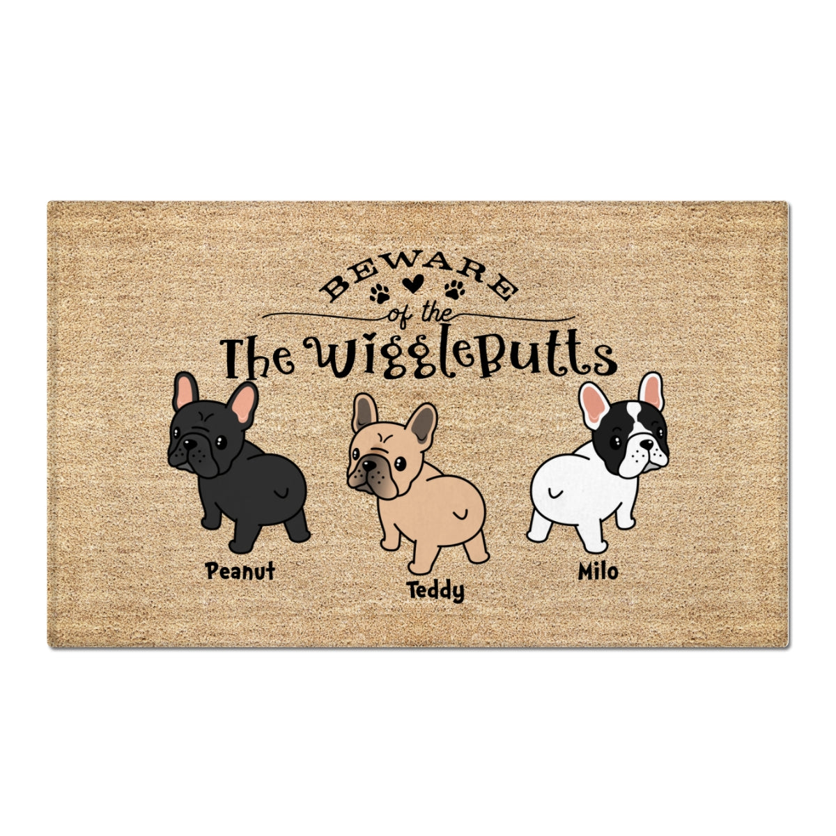 Frenchie Wiggle Butt Club Dog Personalized Doormat, Home Decor For French Bulldog Lovers