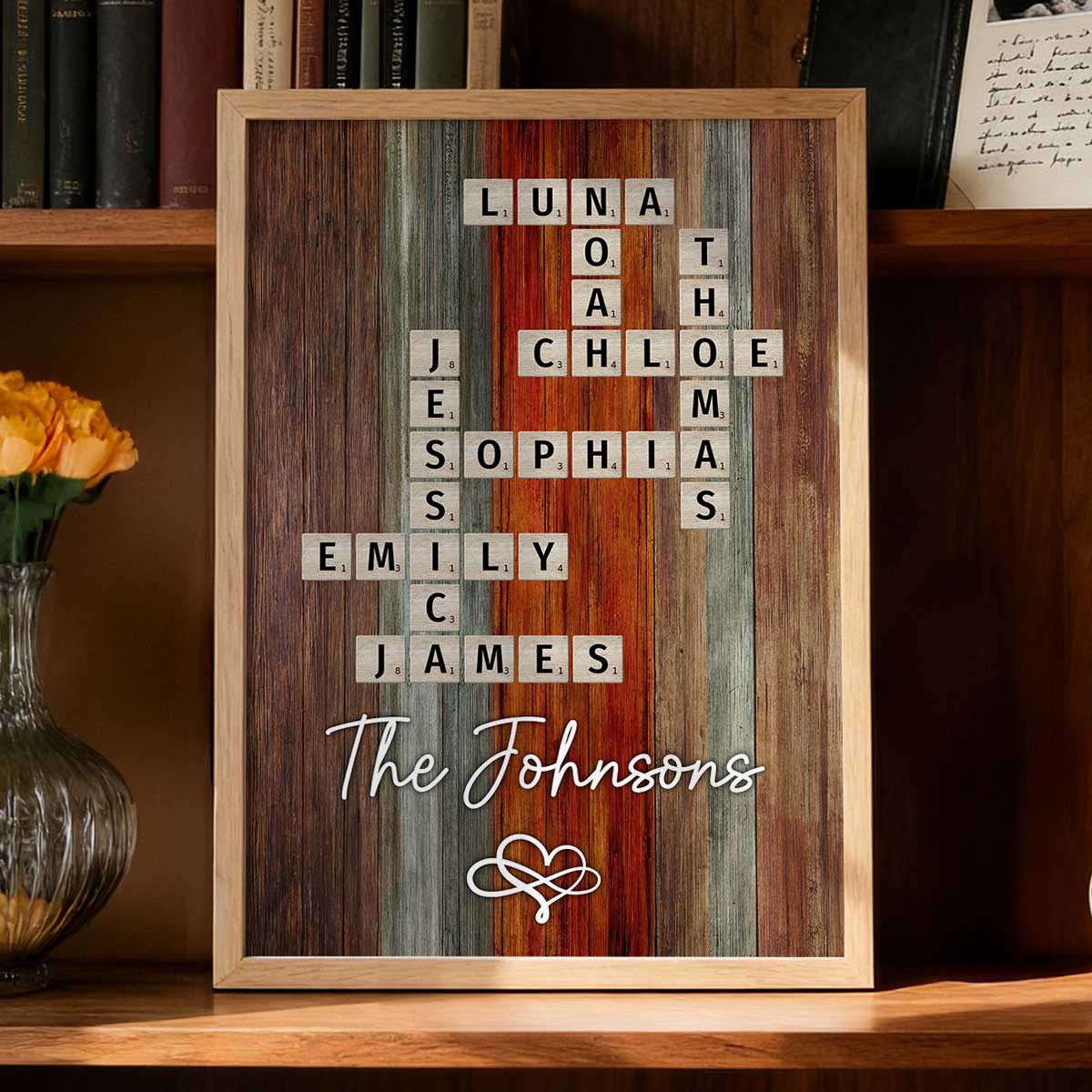 Family Love Colorful Palette Crossword Puzzle - Personalized Poster - Wall Art Home Decor