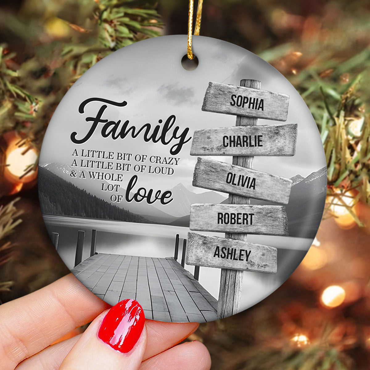 River Pier A Little Whole Lot of Love Family Personalized Ceramic Ornament