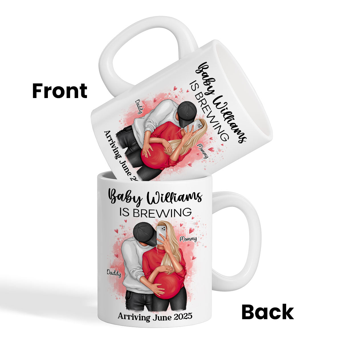 Baby Is Brewing Pregnancy Kissing Couple Personalized Mug Expecting Mom Gift, Expecting Parents Gift,  Gift