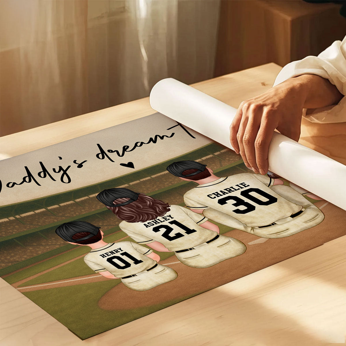 Retro Vintage Baseball Family Dream Team Home Decoration - Personalized Poster - Father's Day Gift For Dad, Gift For Husband, Gift For Grandpa
