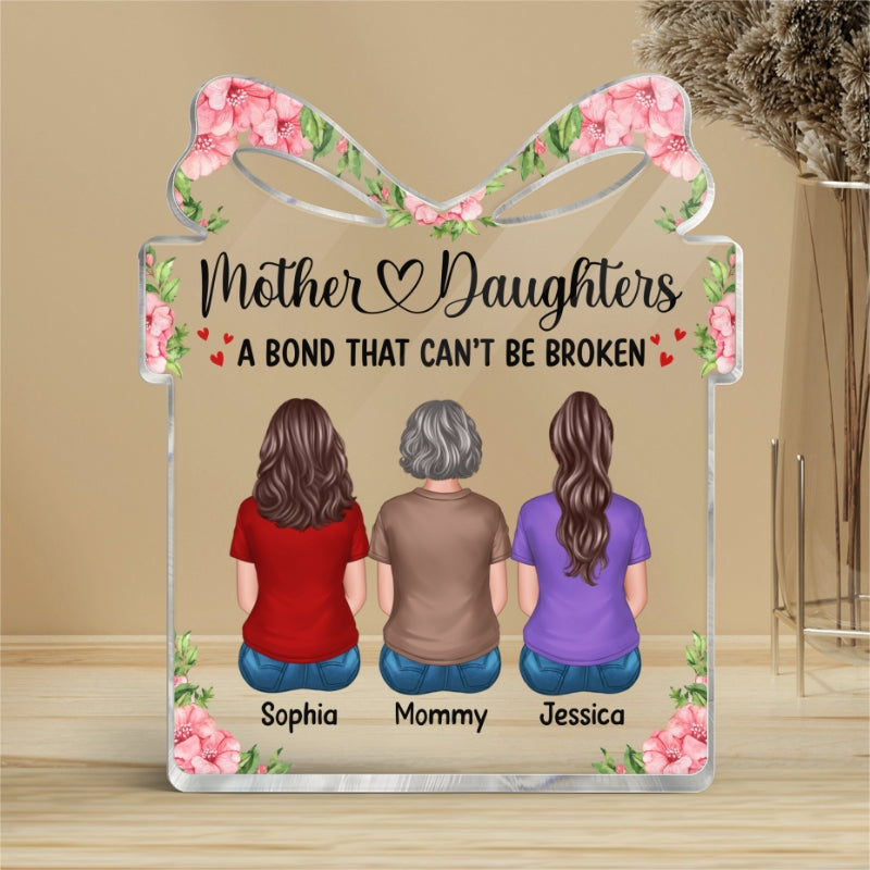 Back View Mother And Daughters Gift For Mom Personalized Gift Shaped Acrylic Plaque