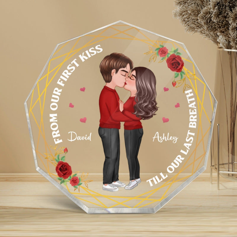Doll Couple Kissing Valentine‘s day Gift Personalized Nonagon Acrylic Plaque