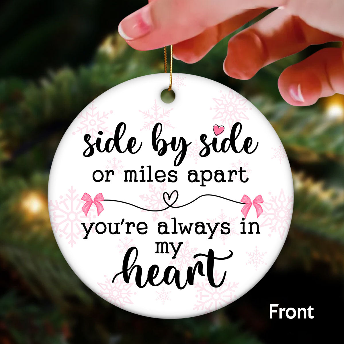Long Distance Coquette State Map Best Friend Besties Moving Away Gift Personalized Double Sided Ceramic Ornament