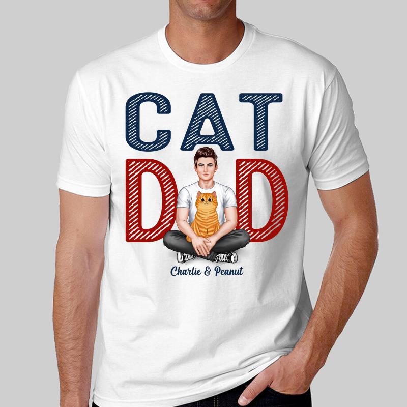 Cat Dad Real Man Fluffy Cat Personalized Shirt