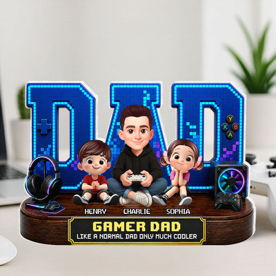 Gamer Dad Much Cooler - Personalized Acrylic Block Plaque - Father's Day Gift For Dad, Husband, Gamers