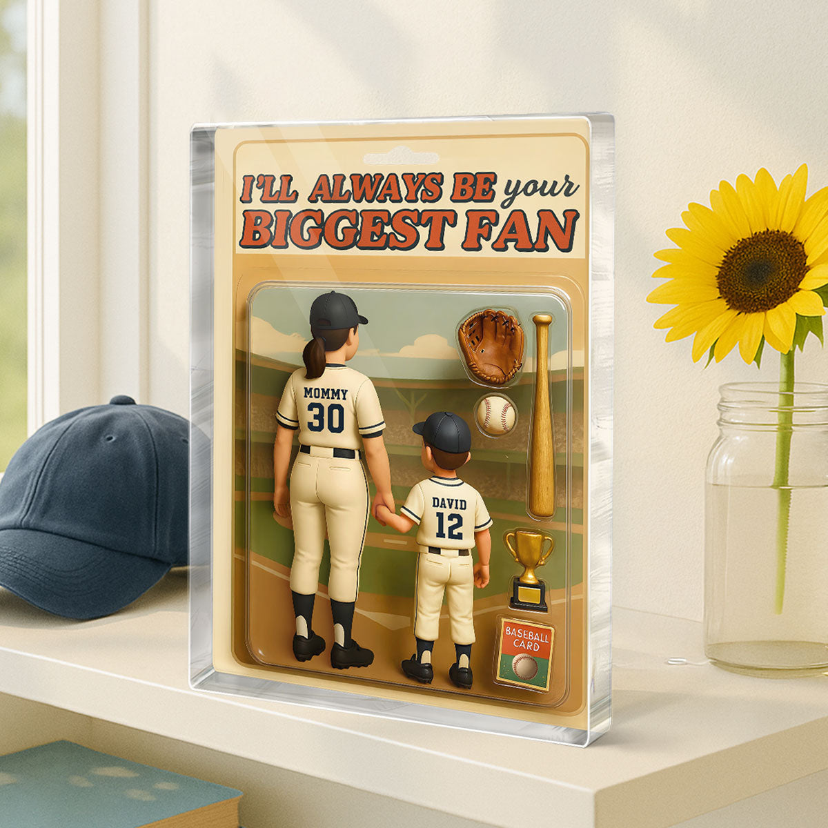 Baseball I Will Always Be Your Biggest Fan Personalized Rectangle Acrylic Block Plaque, Gift For Son, Daughter