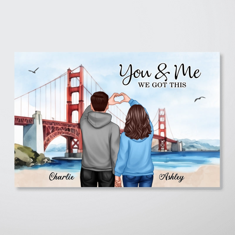 Personalized Couple Bridge Landscape Poster,  Gift, Anniversary Gift for Couples