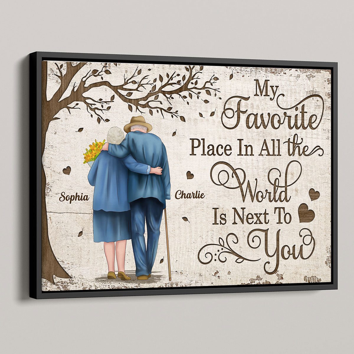 Favorite Place In All The World Old Couple Back View Personalized Poster