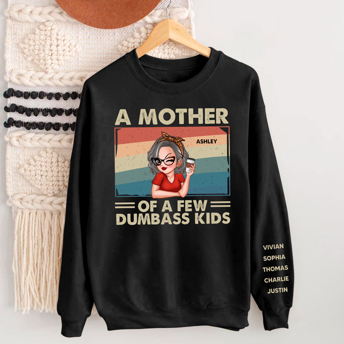 Proud Mother Of A Few Kids Personalized Sleeve Printed Sweatshirt