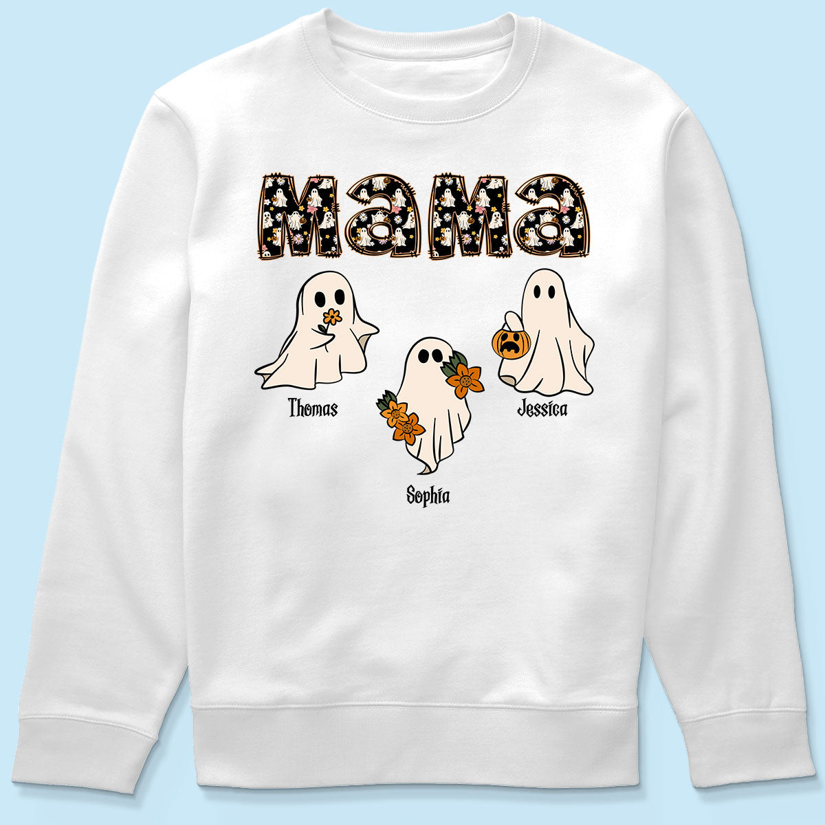 Grandma Mom Halloween Retro Boo Patterned Personalized Shirt