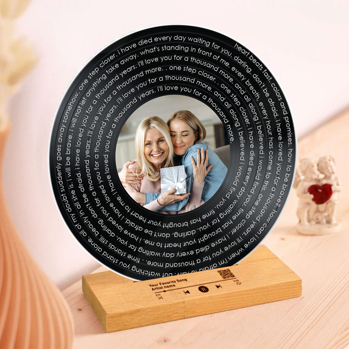 Mother & Daughter Spiral Song Lyrics Personalized Vinyl Record With Photo, Acrylic Song Plaque, Perfect 2025 Gift For Mom, Song Lyrics As Custom Messages