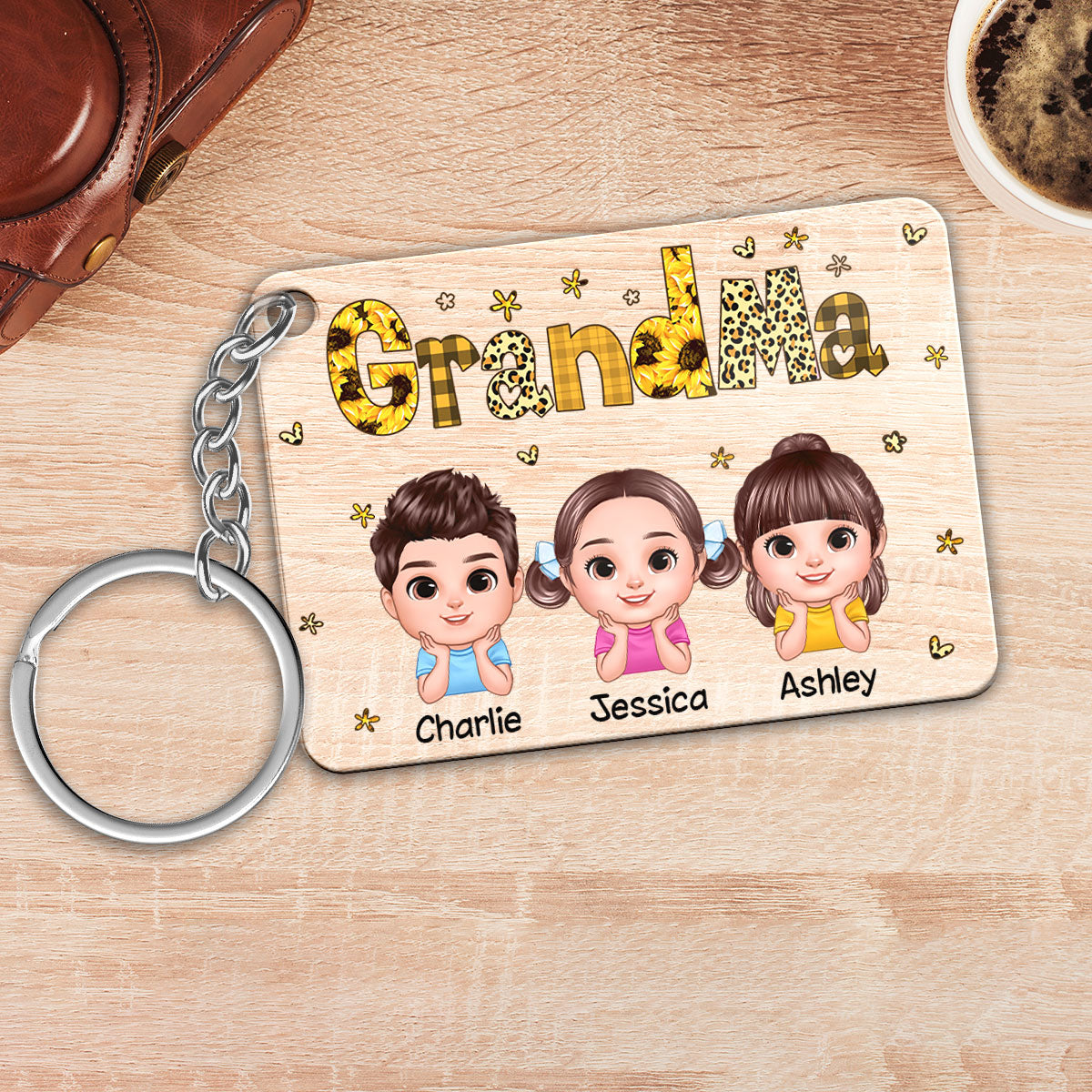Realistic Doll Kids Yellow Pattern Personalized Acrylic Keychain