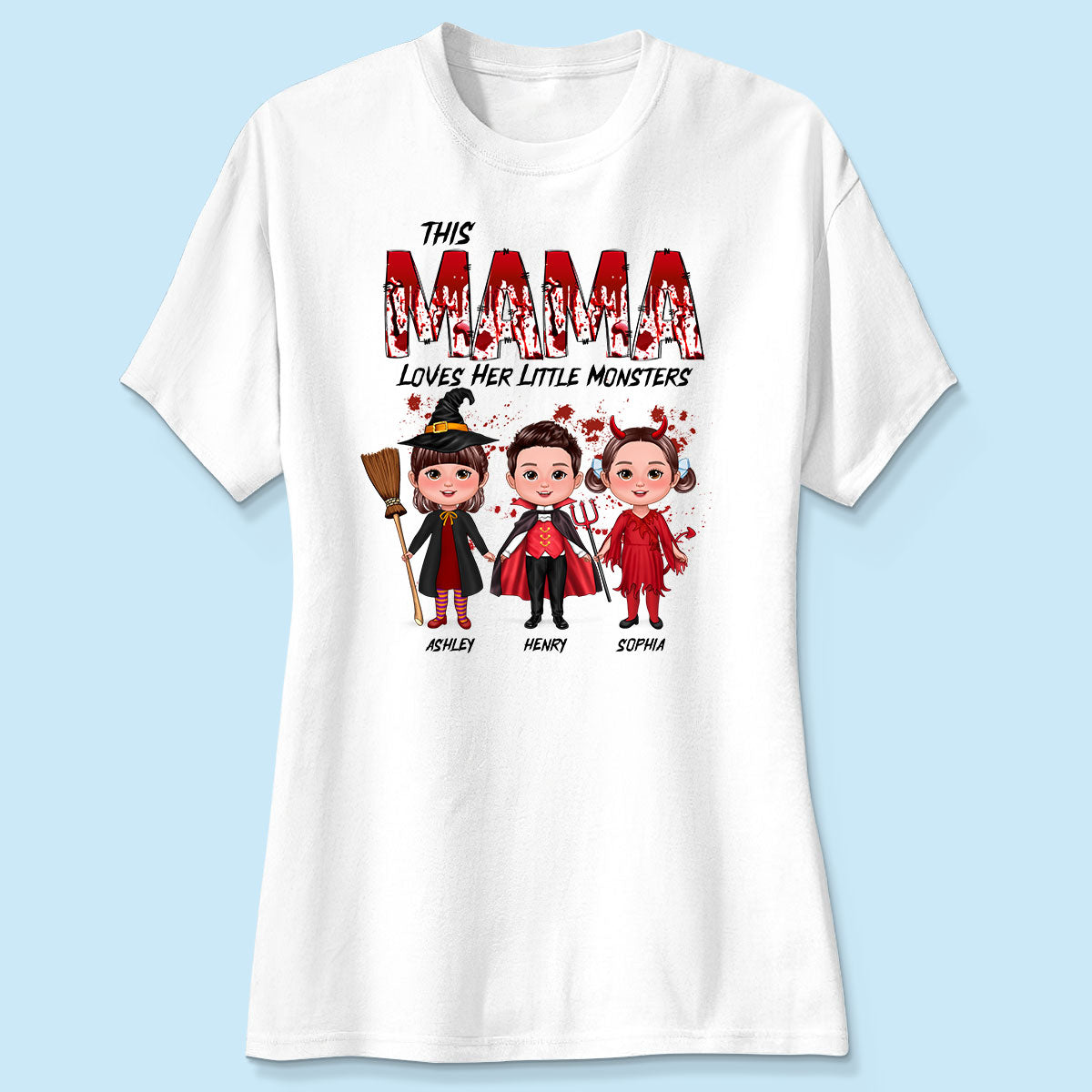 Grandma Mom Loves Her Monsters Spooky Halloween Personalized Shirt