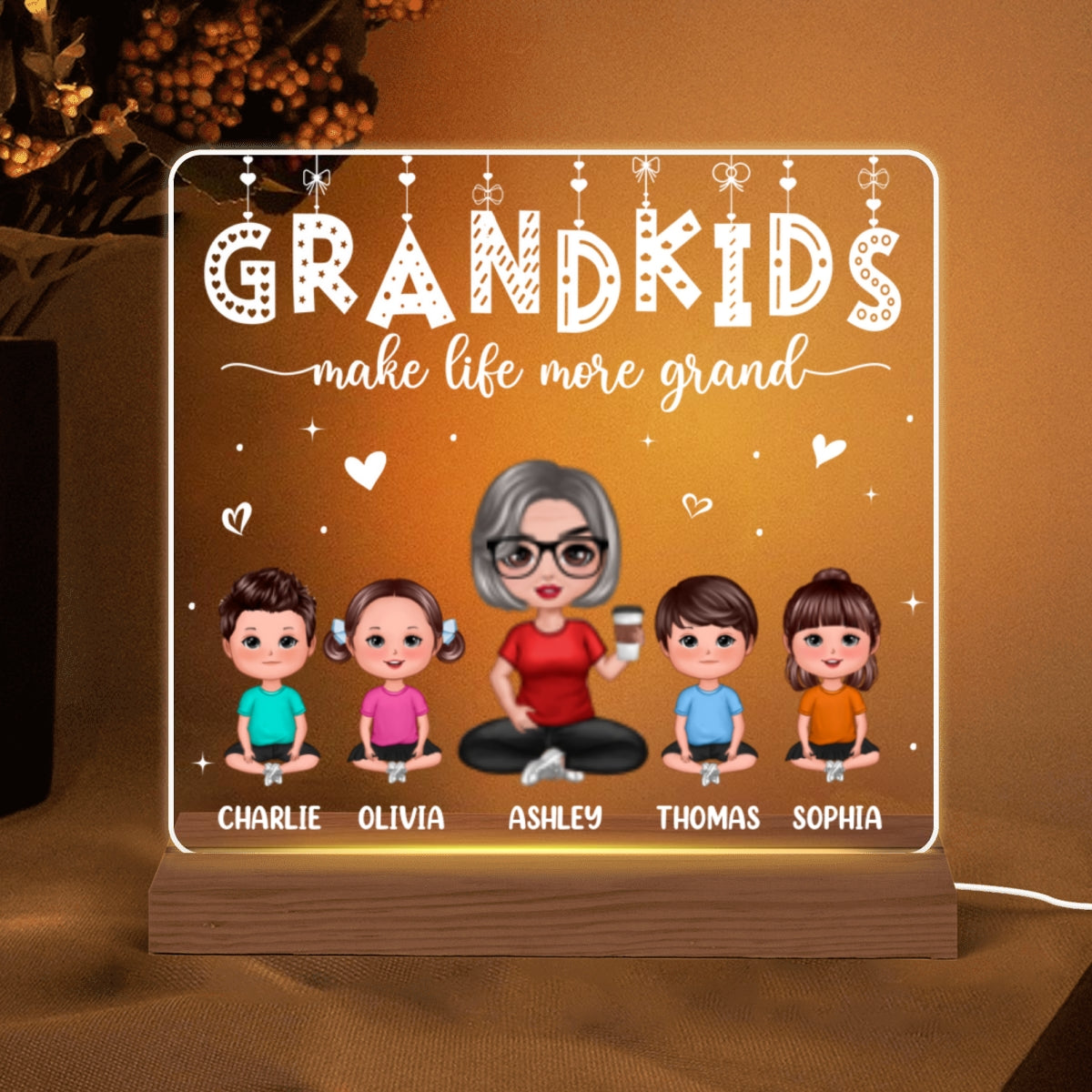 Grandkids Make Life Grand Personalized Custom Shape LED