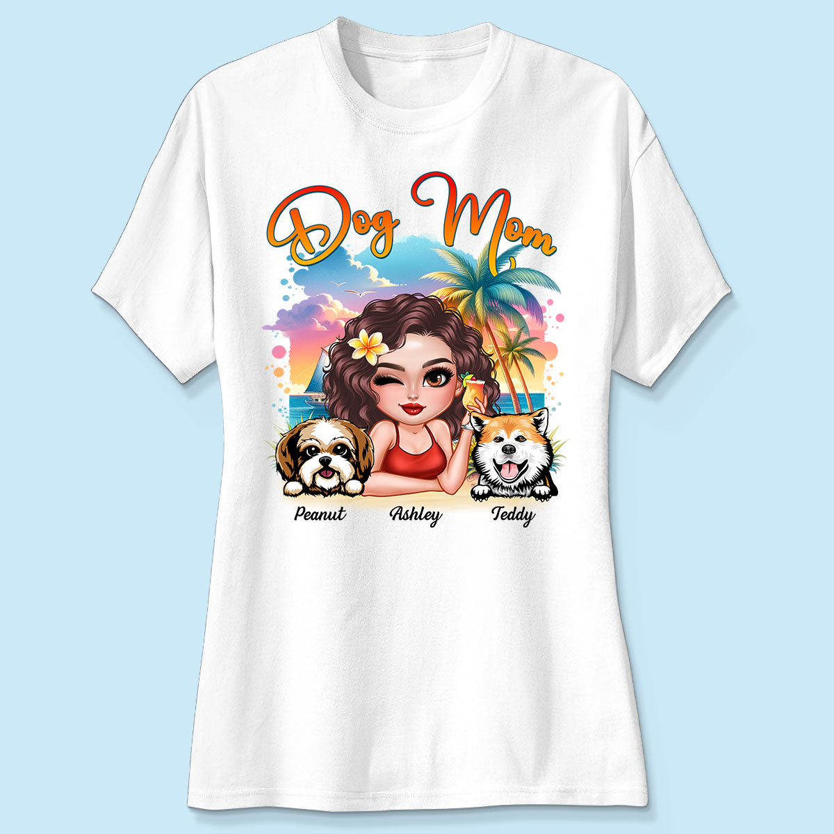 Summer Vibe Dog Mom Personalized Shirt