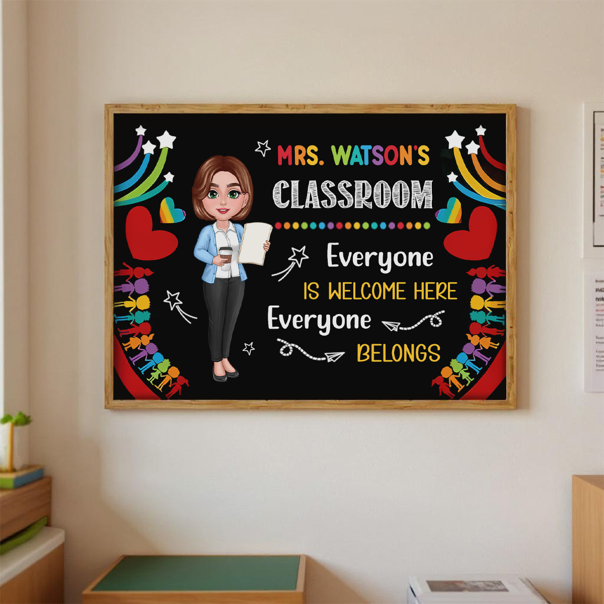 Teacher Classroom Everyone is Welcomed Here Personalized Poster, Back to School Gift for Teacher