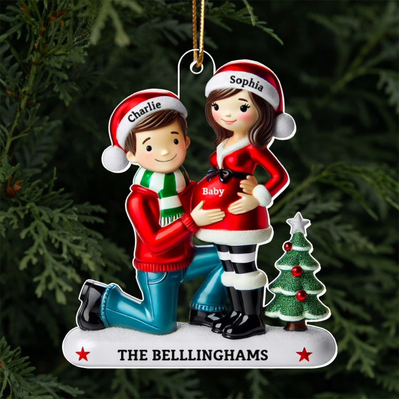 Pregnancy Ornament, Personalized We're Expecting Parents, Pregnant Christmas Ornament, Mom and Dad to Be Gift