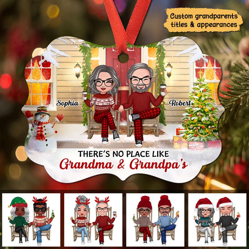 No Place Like Grandma Grandpa Grandparents Personalized Christmas Ornament