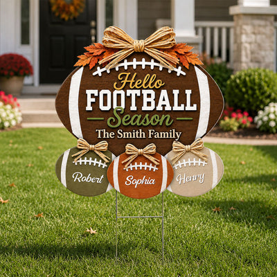 Family Hello Football Season - Personalized Yard Sign - Football Season Decor For Family