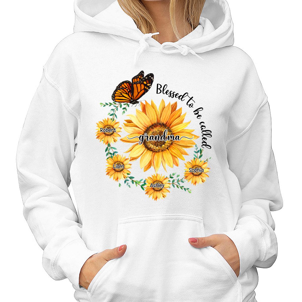 Blessed To Be Called Grandma Mom Circle Sunflowers Personalized Shirt