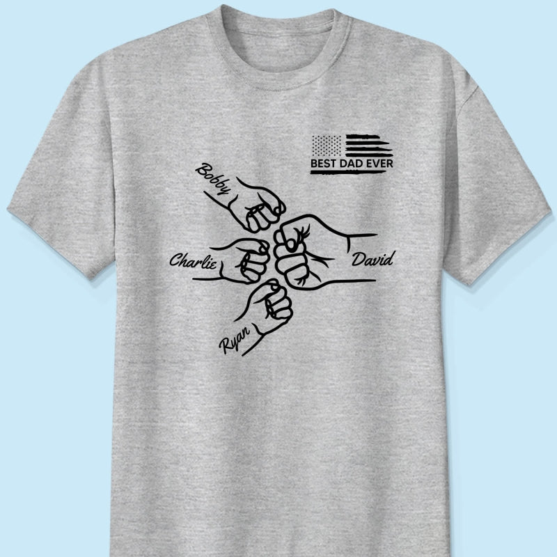 Best Dad Papa Ever Fist Bump Outline Father‘s Day Gift Personalized Shirt