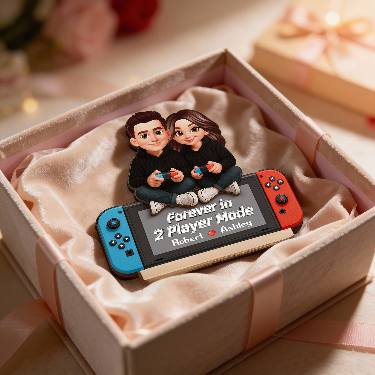 Forever In 2 Player Mode Gaming Couple - Personalized 2-Layered Wooden Plaque - Heartfelt Anniversary Gift For Gamers, For Him, For Her