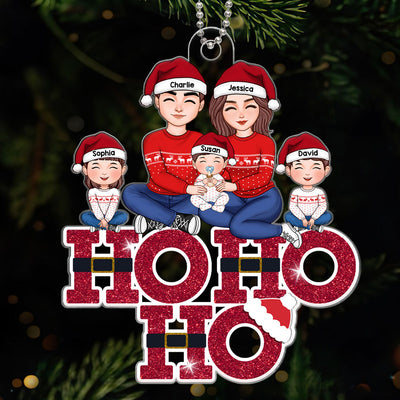 Ho Ho Ho Family Christmas Gift Personalized Acrylic Ornament