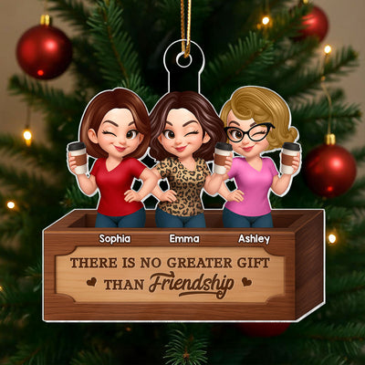 Pretty Besties Sisters Inside Christmas Wooden Crate 3D Effect Personalized Acrylic Ornament