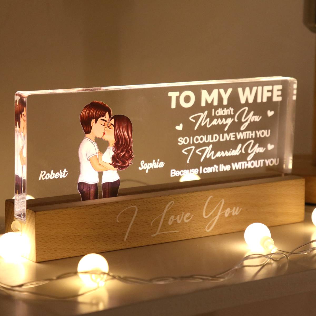 Couple Kissing To My Wife To My Husband Personalized Acrylic Block LED Night Light