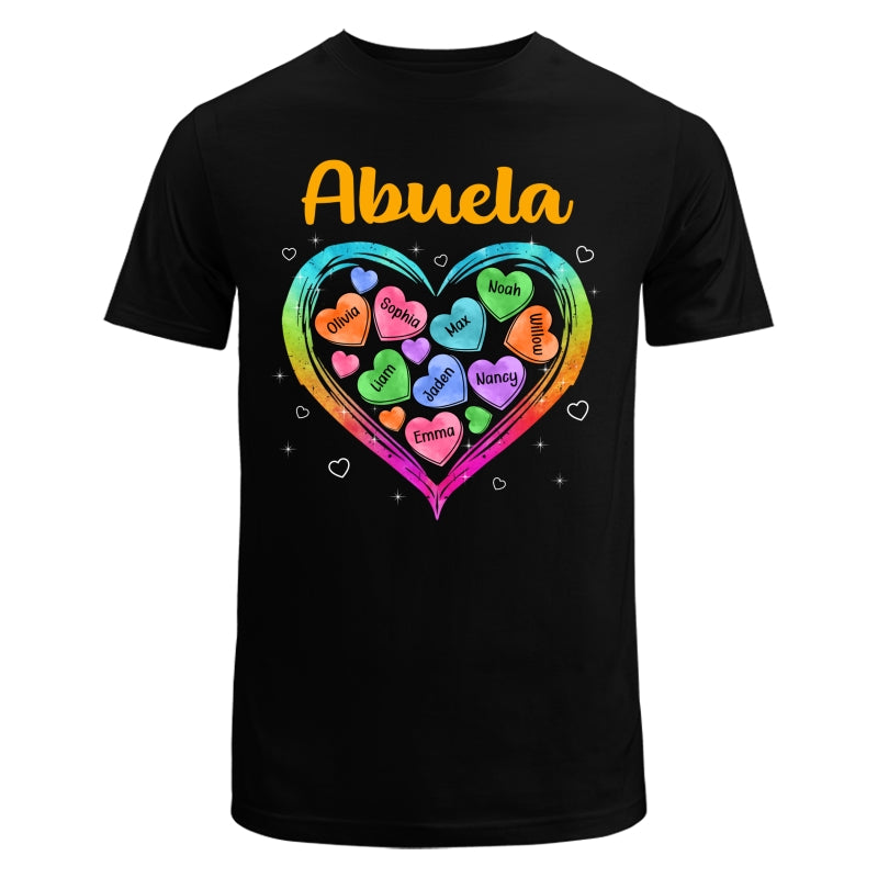 Grandma Mom Colorful Watercolor Hearts In Heart Personalized Shirt
