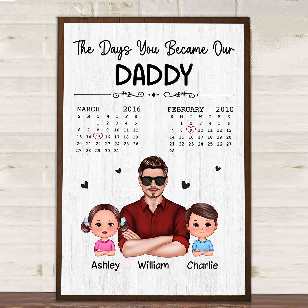 The Days You Became Our Dad Man & Doll Kids Calendar Personalized Vertical Poster