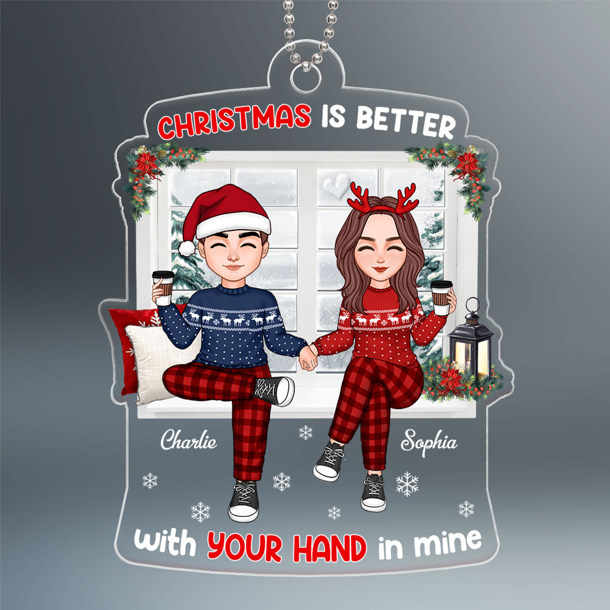 Couple Sitting By The Window Personalized Acrylic Ornament