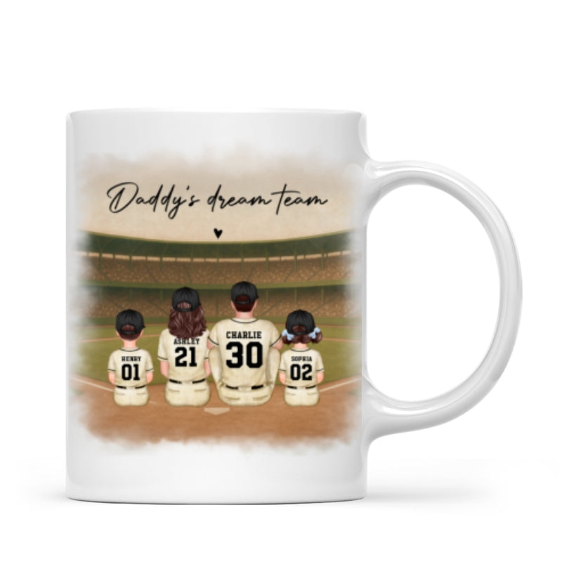 Retro Vintage Baseball Daddy's Dream Team Mug, Gift For Dad