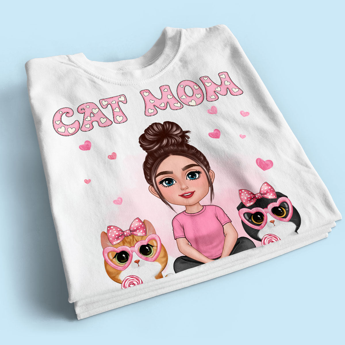 Cat Mom Pink Pattern Personalized Shirt,  Gift For Cat Mom