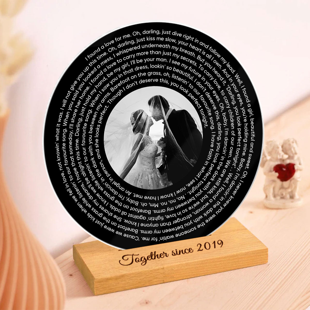 Personalized Music Photo Lyrics Circle Plaque, Gifts for Girlfriend, Boyfriend, Husband Wife, Sister Besties Wedding Gift