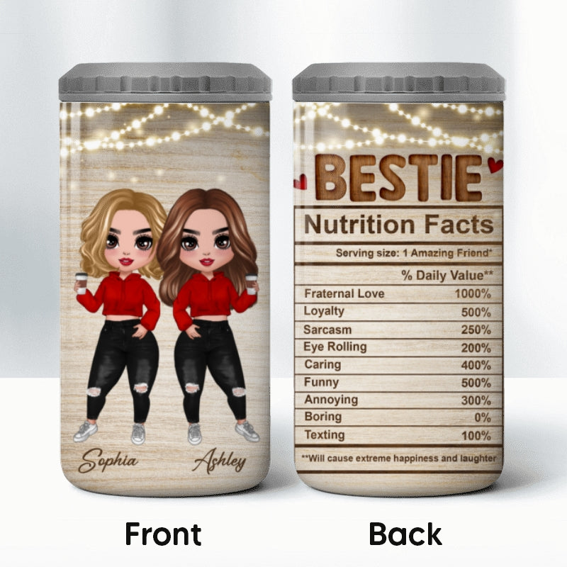 Bestie Sister Nutrition Fact Perfect Gift For Best Friends Personalized Multi-use Tumbler 4 In 1 Can Cooler