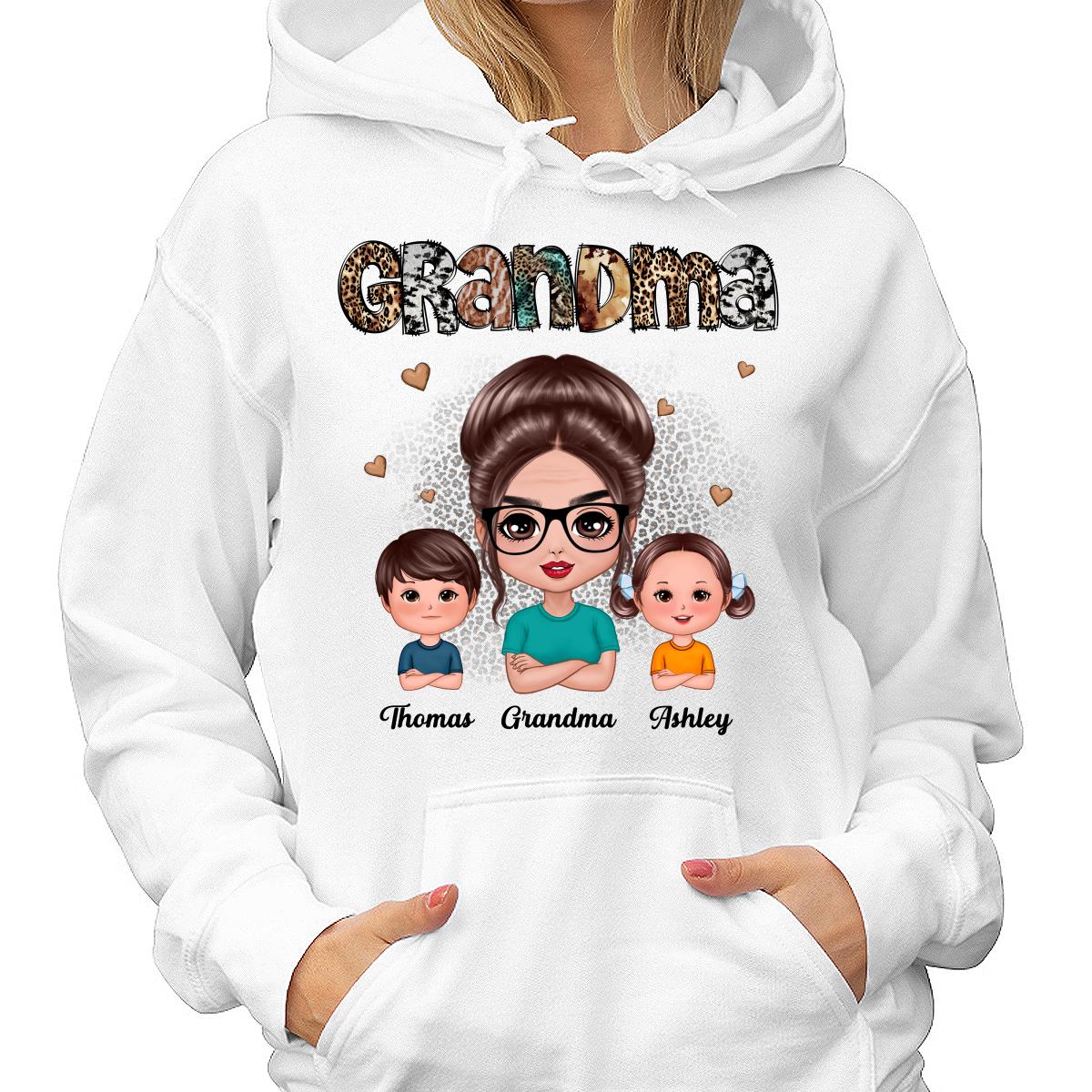 Animal Patterns Grandma With Grandkids Personalized Shirt