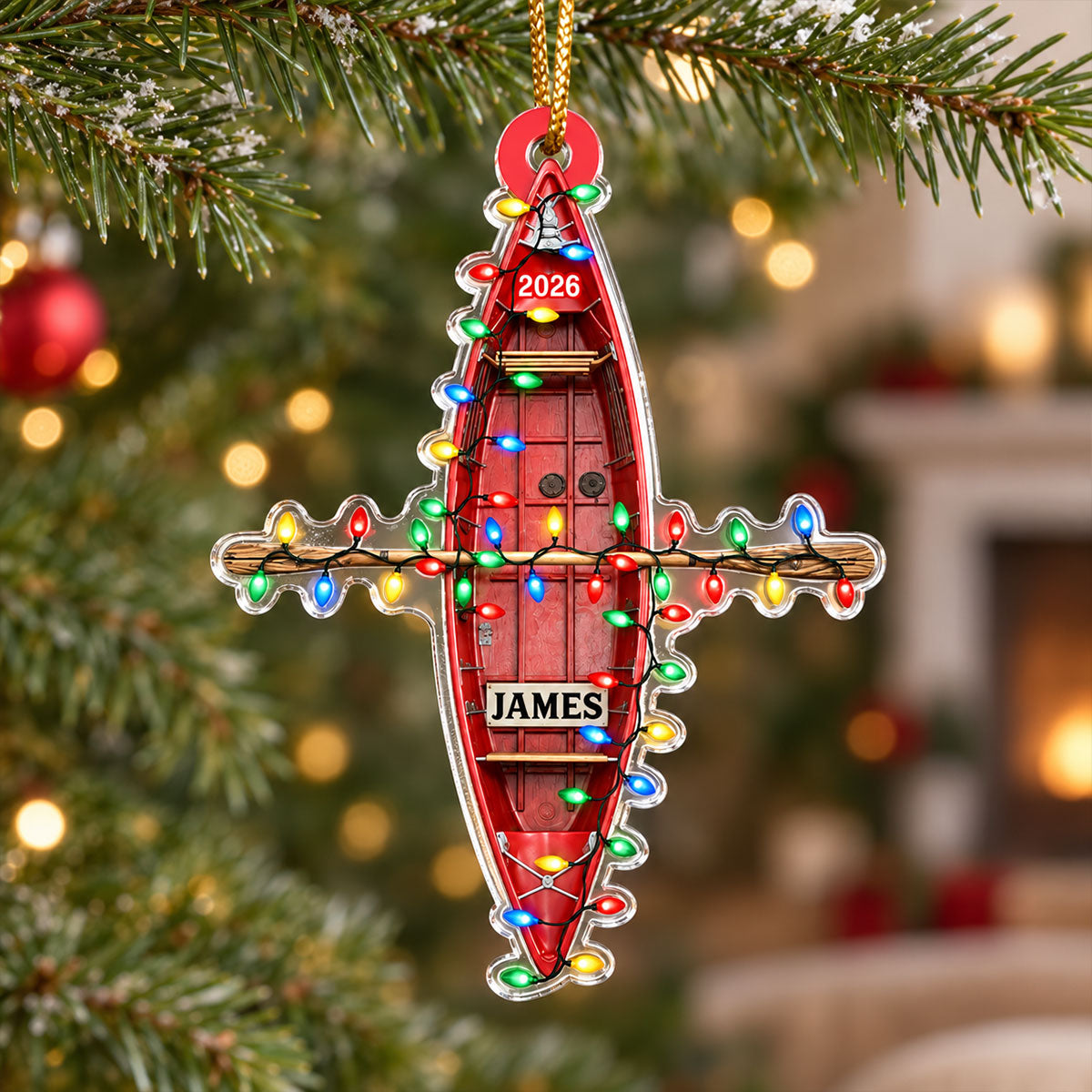 Custom Name Boat - Personalized Acrylic Ornament, Christmas Tree Hanging Decor, 2D Flat Ornament, Sailing Boat