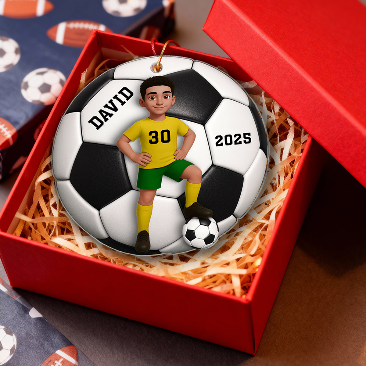 Soccer Girl Boy 3D Effect - Personalized Acrylic Ornament