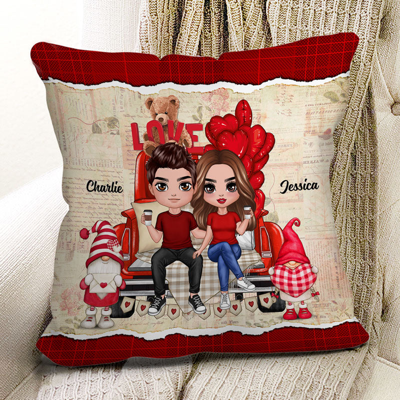 Couple Truck Back View Personalized Pillow