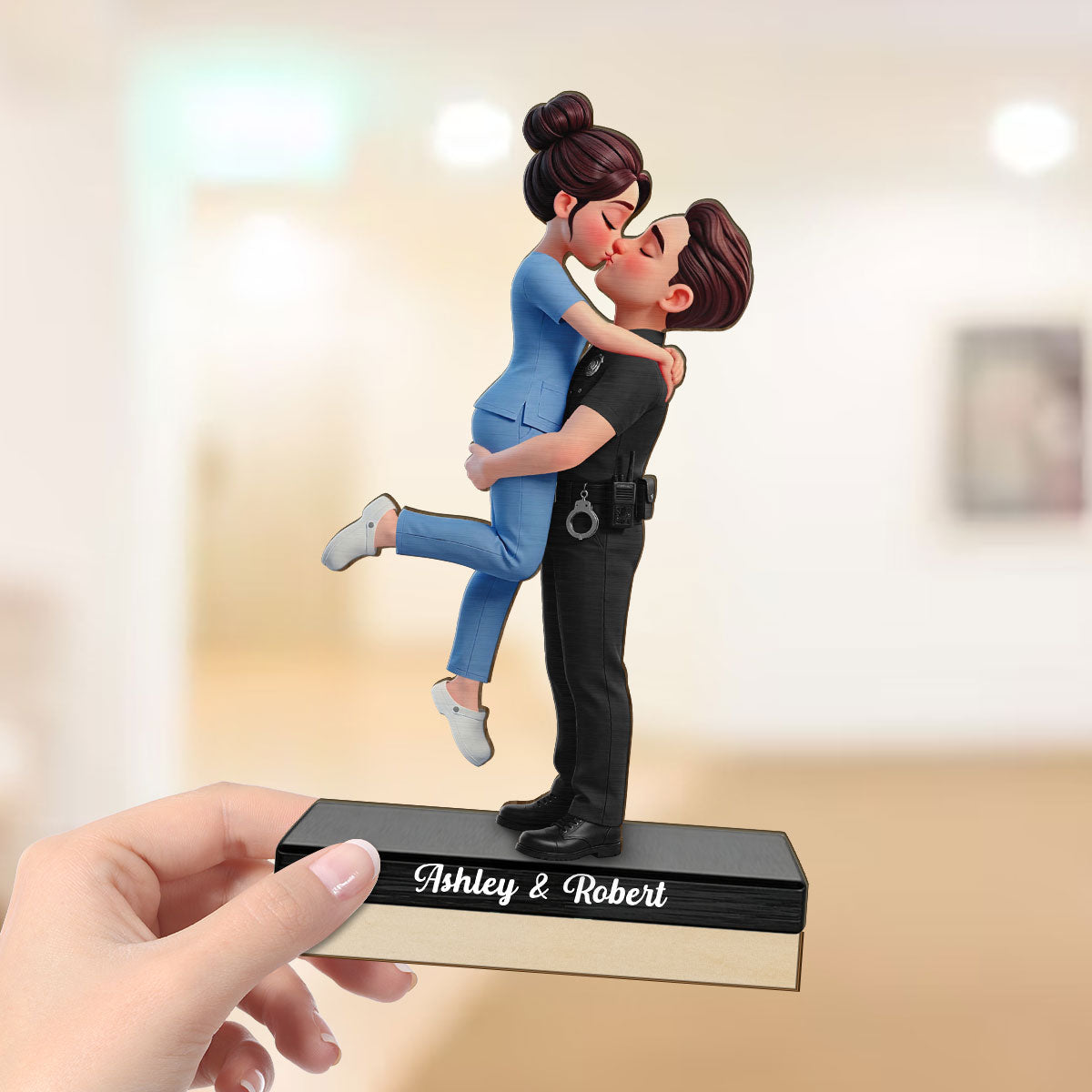 Hero Couple Forever Love - Personalized 2-Layered Wooden Plaque - Heartfelt Gift For Couple, For Him, For Her, Nurse, Police, Firefighter, Army