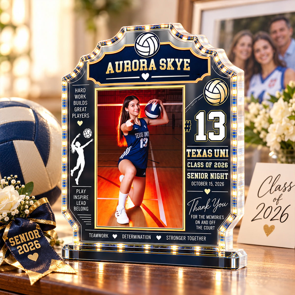 Custom Volleyball Player Senior Night - Personalized Acrylic Block Plaque - Class of 2026 Gift, Christmas Gift for Seniors