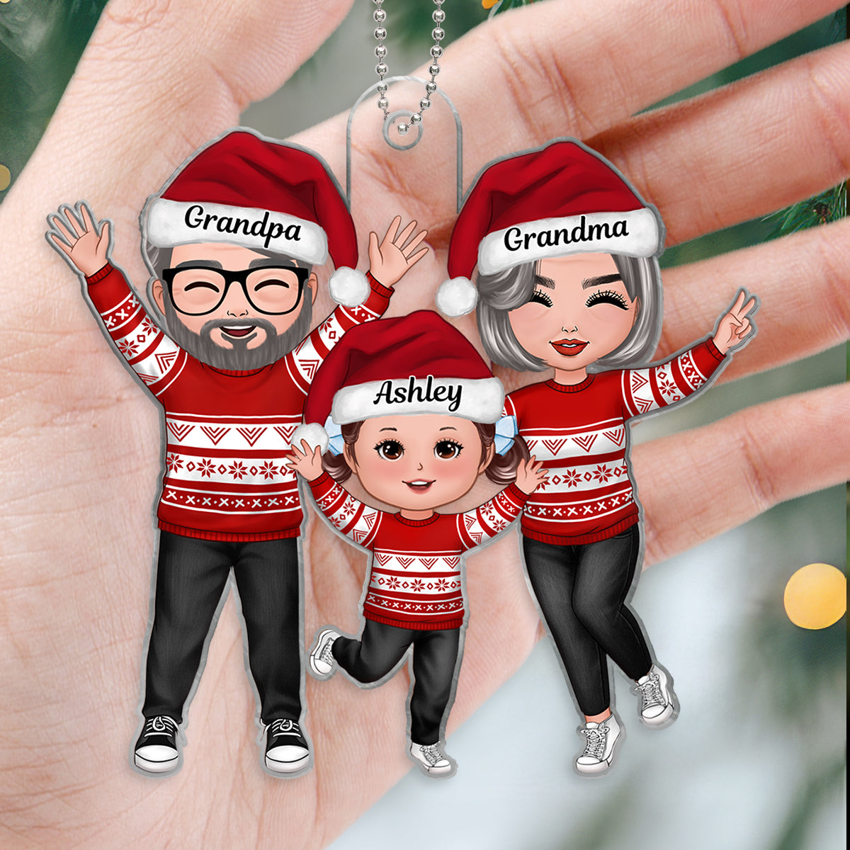 Christmas Happy Doll Acrylic Ornament - Baby's First Christmas - Personalized Gift For Grandma, Grandpa