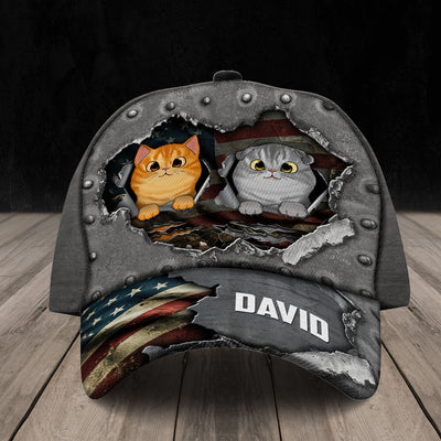 Cats Metal Scratch, Gift For Cat Dad, Cat Mom, Personalized Classic Cap