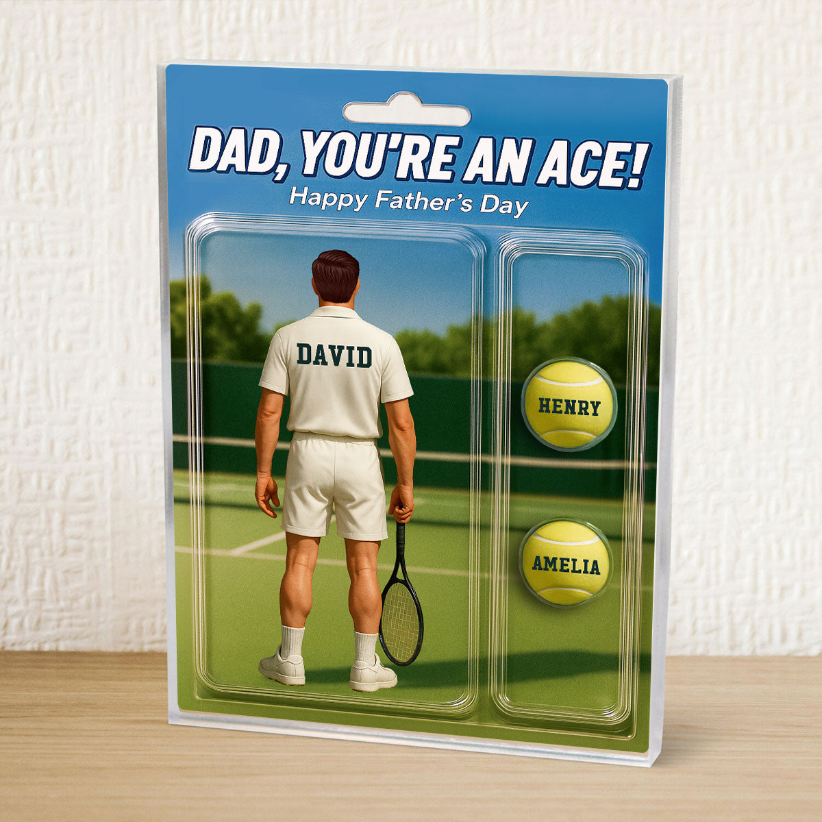 You're An Ace Tennis Dad With Kids' Names Custom Figure Personalized Acrylic Block Plaque, Father's Day Gift For Him, For Dad